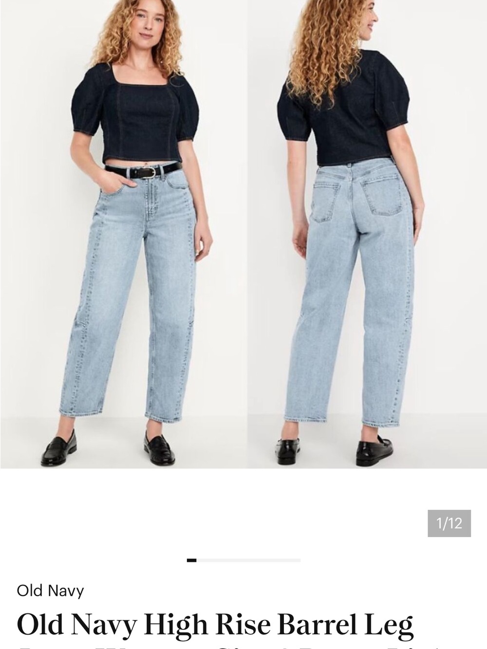Old Navy Light Wash High-Rise Barrel Leg Ankle Jeans size 4